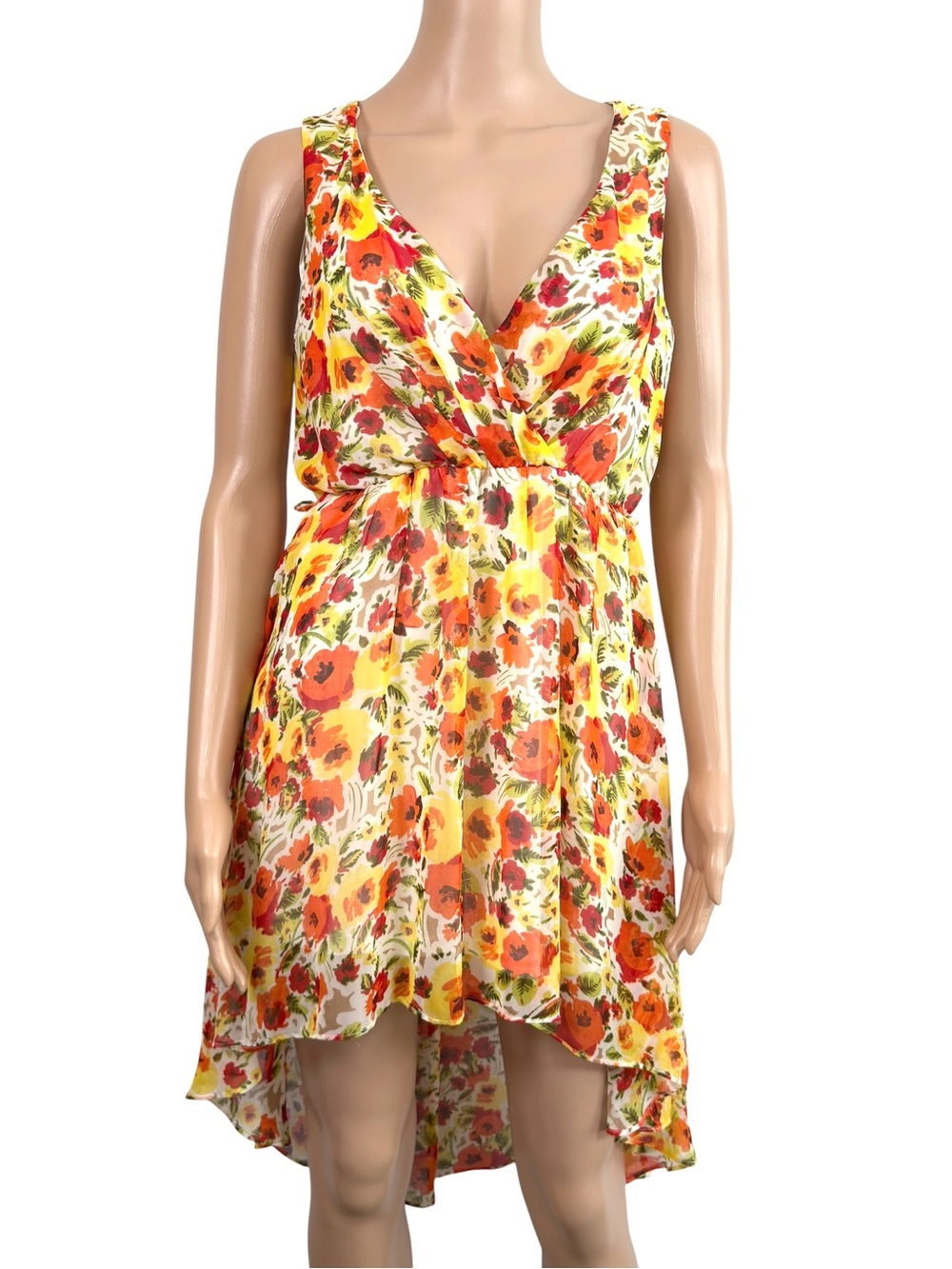 Forever 21 Floral Print V Neck Hi-Low Hem Women’s Size S